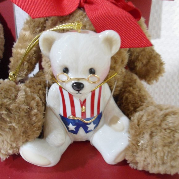 PAIR of Lenox American Bears * 100th Anniversary Ornament & Plush Teddy NIB BOGO - Picture 6 of 10